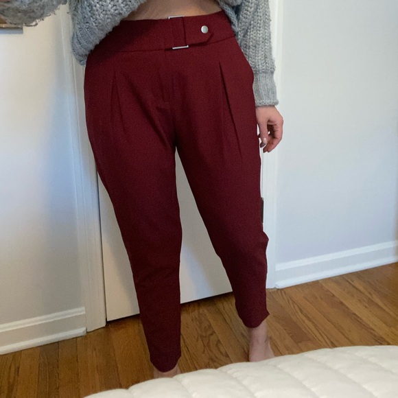 Maroon trouser pant high rise - Picture 2 of 6